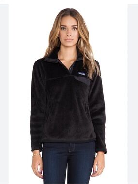 Women’s Patagonia Re-Tool Snap-T Fleece Pullover Size Medium Black With Polartec